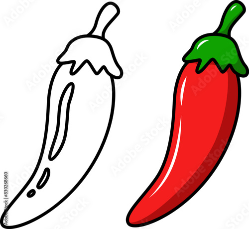Illustration of chilli pepper. Design element for emblem, sign, poster, menu, card. Vector illustration