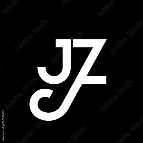 JZ letter logo design on black background. JZ creative initials letter logo concept. jz letter design. JZ white letter design on black background. J Z, j z logo photo