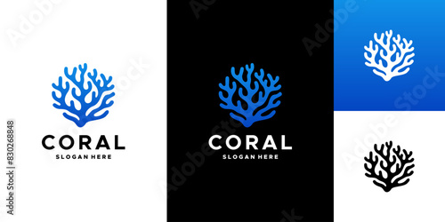 Aquatic Coral logo design vector
