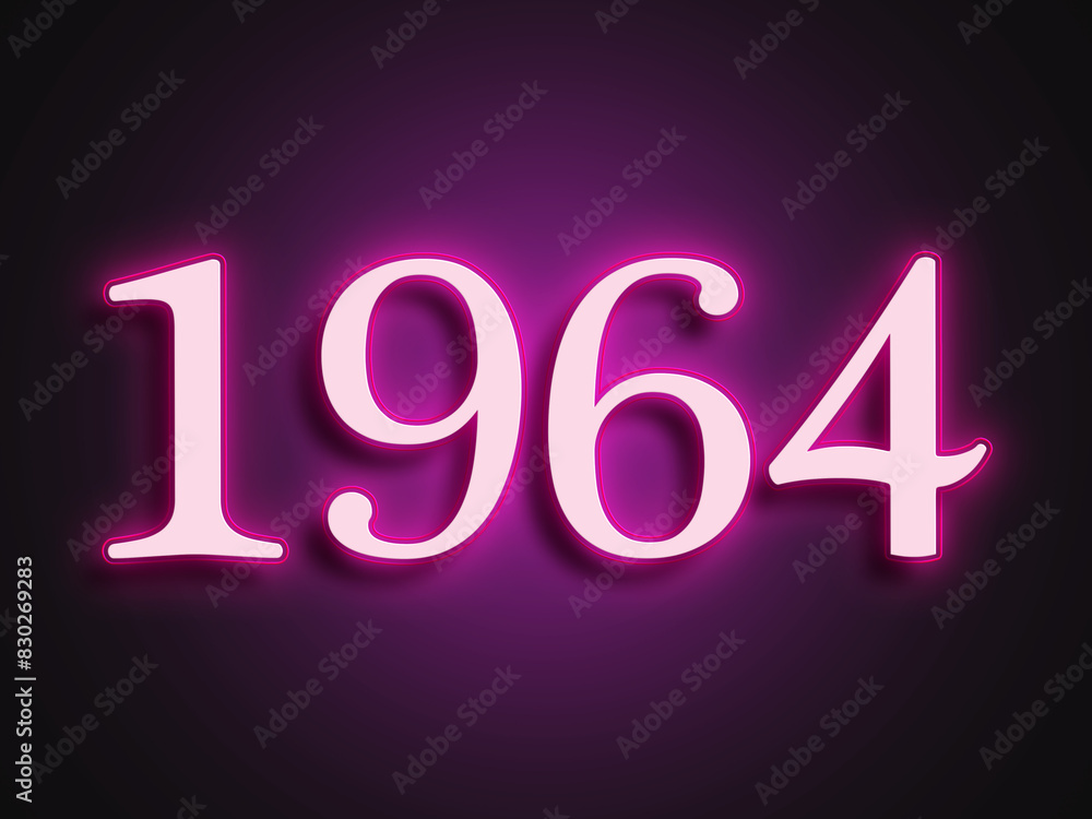 Pink glowing Neon light text effect of number 1964. Pink glowing Neon light text effect of number 1964.