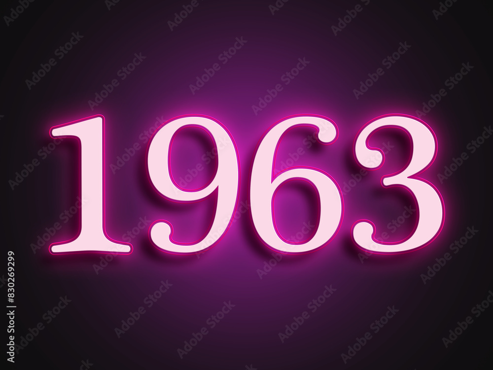 Pink glowing Neon light text effect of number 1963. Pink glowing Neon light text effect of number 1963.