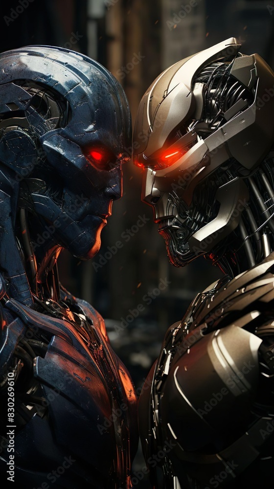 Fototapeta premium Duelo de gigantes: Batalha épica de máquinas.