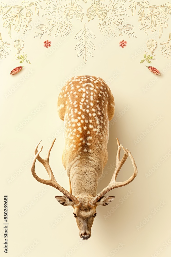 Fototapeta premium christmas card with deer