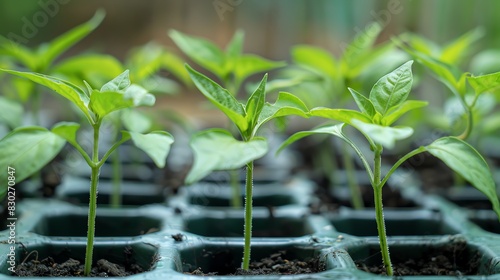 Green chili seedlings growing 