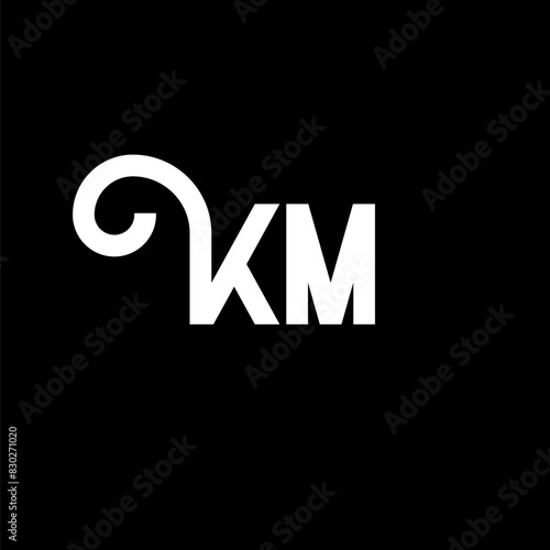 KM letter logo design on black background. KM creative initials letter logo concept. km letter design. KM white letter design on black background. K M, k m logo