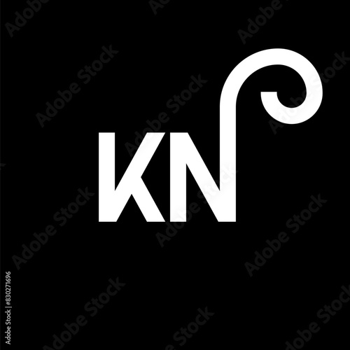 KN letter logo design on black background. KN creative initials letter logo concept. kn letter design. KN white letter design on black background. K N, k n logo