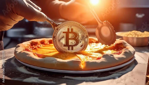Delicius make bitcoin pizza photo