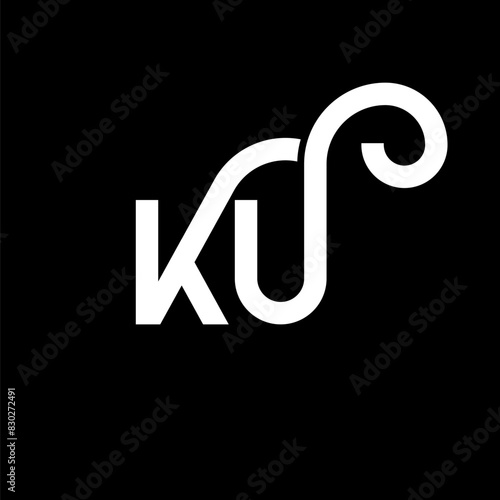 KU letter logo design on black background. KU creative initials letter logo concept. ku letter design. KU white letter design on black background. K U, k u logo