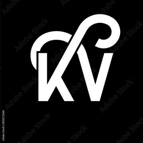 KV letter logo design on black background. KV creative initials letter logo concept. kv letter design. KV white letter design on black background. K V, k v logo