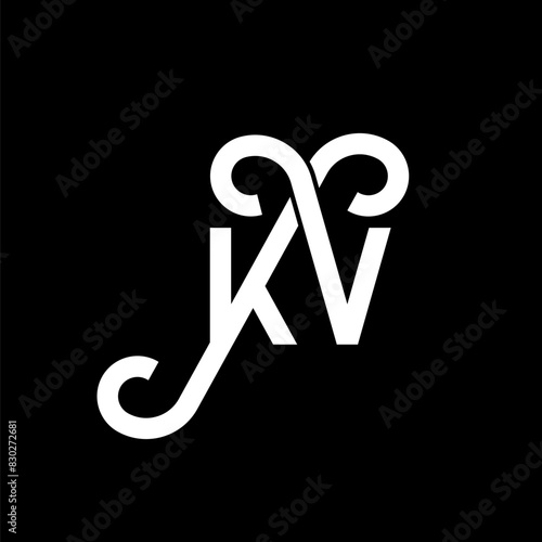 KV letter logo design on black background. KV creative initials letter logo concept. kv letter design. KV white letter design on black background. K V, k v logo