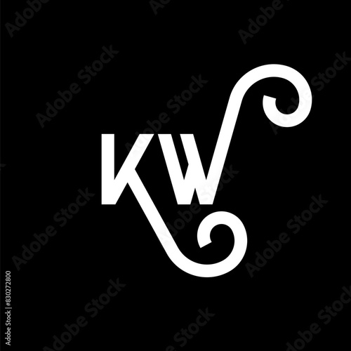 KW letter logo design on black background. KW creative initials letter logo concept. kw letter design. KW white letter design on black background. K W, k w logo