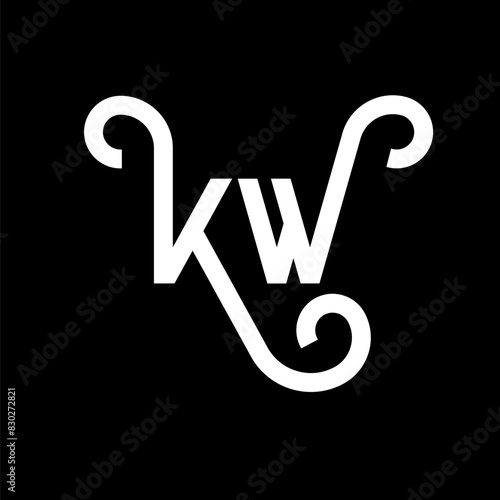 KW letter logo design on black background. KW creative initials letter logo concept. kw letter design. KW white letter design on black background. K W, k w logo