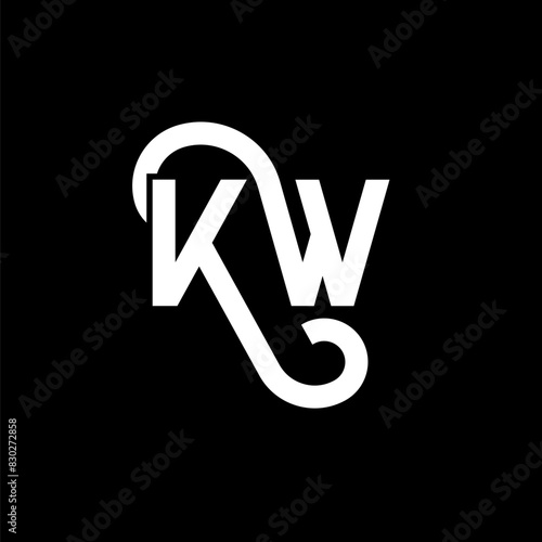 KW letter logo design on black background. KW creative initials letter logo concept. kw letter design. KW white letter design on black background. K W, k w logo