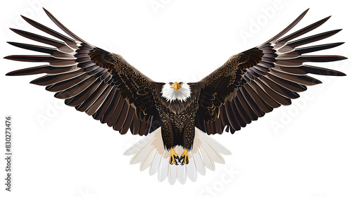 Soar through the sky with this majestic bald eagle. Its powerful wings are spread wide  displaying its strength and freedom.