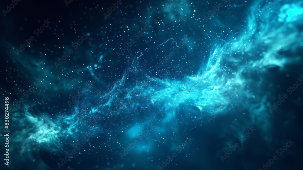 Blue nebula and twinkling stars in abstract cosmic background