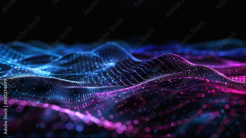 custom made wallpaper toronto digitalAbstract digital wave of glowing particles, representing a futuristic or virtual reality space