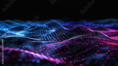 Abstract digital wave of glowing particles, representing a futuristic or virtual reality space