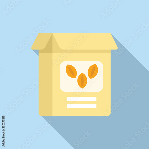 Modern, simple vector illustration of a card seed packet with seed image, casting a soft shadow
