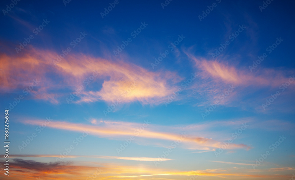 Sunset sky with orange clouds Sunset sky with orange clouds