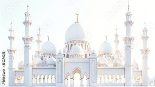 3D Rendering, beautiful mosque miniature, clean white background photo