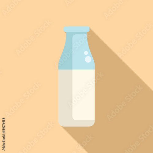 Minimalist vector image of a milk bottle with shadow on a warm pastel background