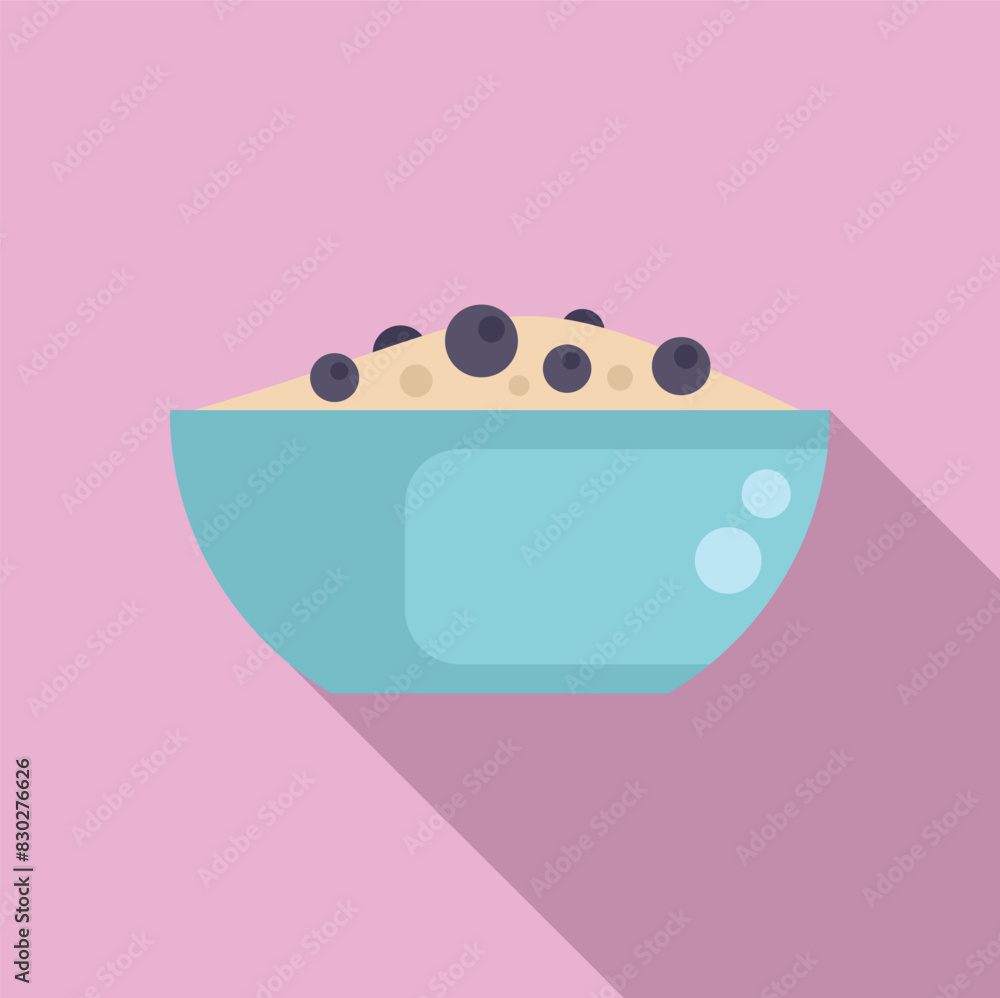 Flat design vector illustration of a healthy breakfast bowl with oats and berries Flat design vector illustration of a healthy breakfast bowl with oats and berries
