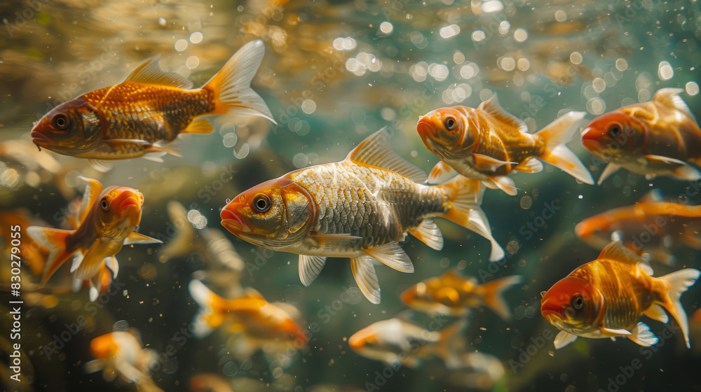A flock of small golden fish