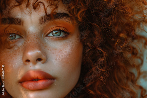 Close-up portrait of young woman with curly hair © ALEXSTUDIO
