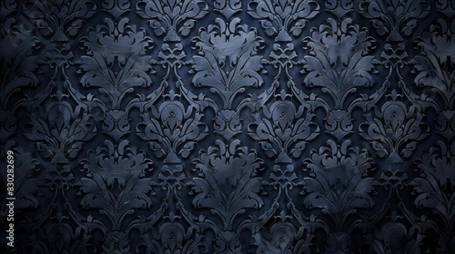 intricate victorian wallpaper pattern with dark tones abstract background photo