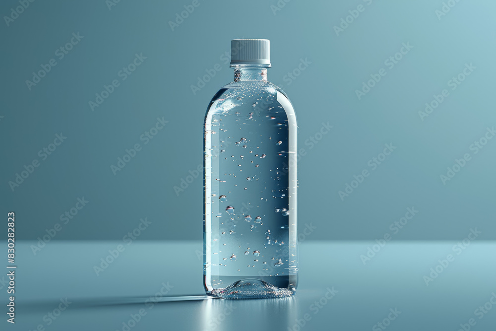 A bottle of oral rinse positioned against a plain background, used for cleansing and refreshing the mouth. Concept of oral hygiene and mouthwash. Generative Ai. A bottle of oral rinse positioned against a plain background, used for cleansing and refreshing the mouth. Concept of oral hygiene and mouthwash. Generative Ai.