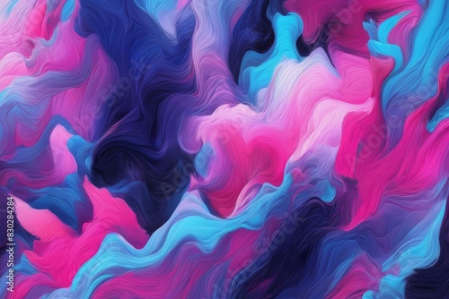 Vibrant abstract background of blue and pink liquid swirls