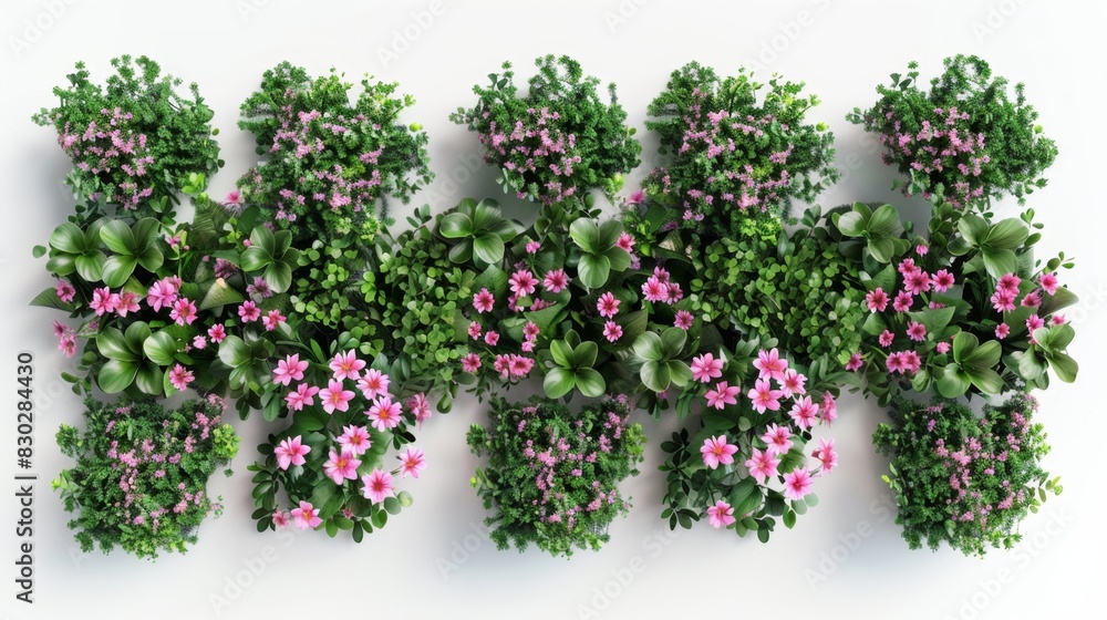 Lush Greenery with Pink Flowers, Generative AI Lush Greenery with Pink Flowers, Generative AI