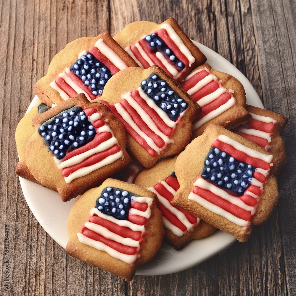 Obraz premium 4th of July American flag cookies