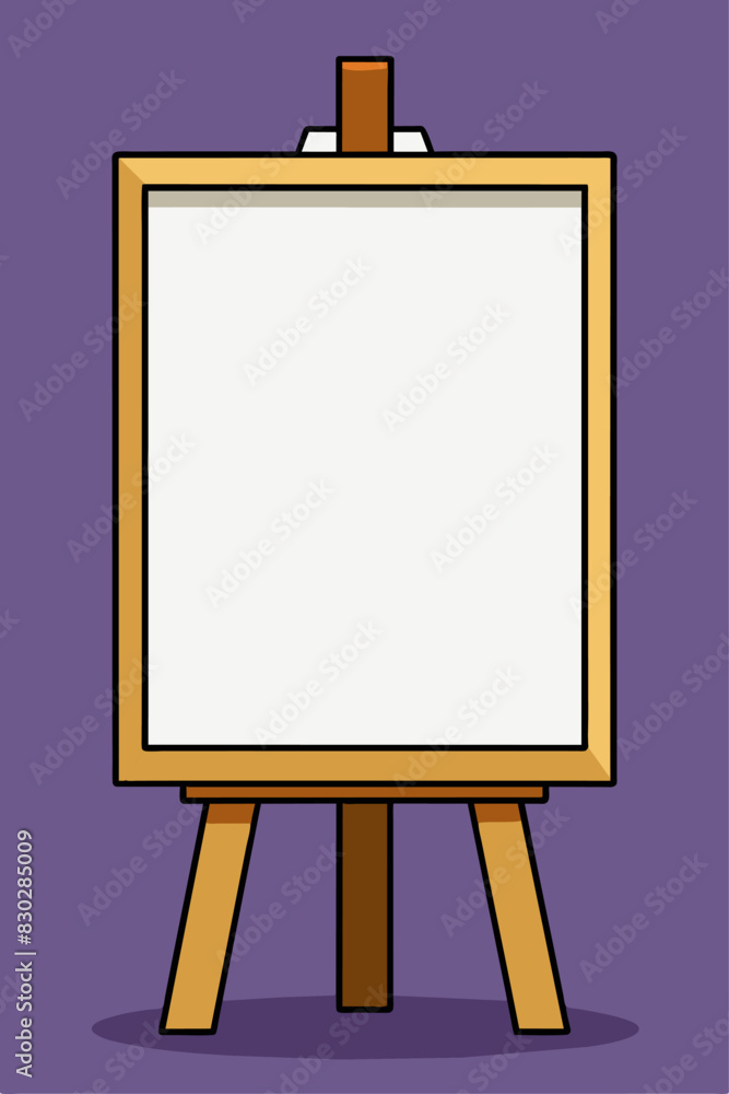 Wooden easel with white board under a window, tree outside Wooden easel with white board under a window, tree outside