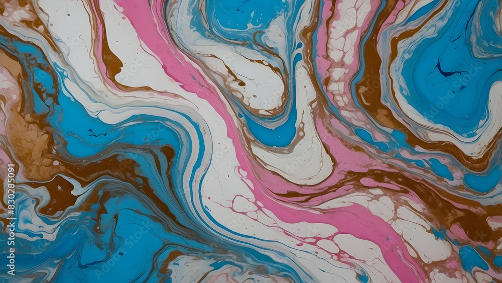 This image showcases a captivating marbled effect in turquoise and pink blending smoothly into each other This image showcases a captivating marbled effect in turquoise and pink blending smoothly into each other