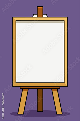 Wooden easel with white board under a window, tree outside