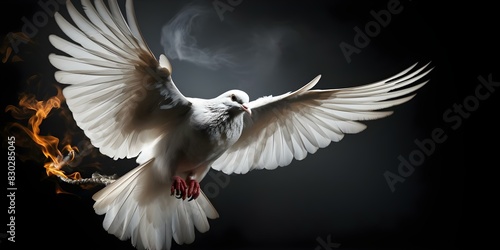 Transforming Weapons into Doves: A Symbol of Peace for International Day. Concept International Day of Peace, Dove Symbolism, Transformative Art, Peaceful Imagery, Humanitarian Message photo