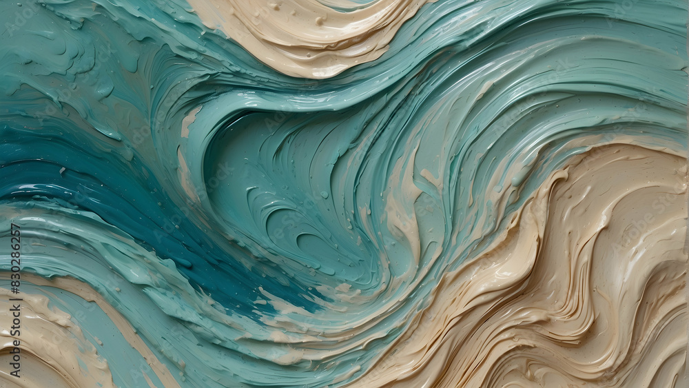 Cream and turquoise swirl abstract design Cream and turquoise swirl abstract design