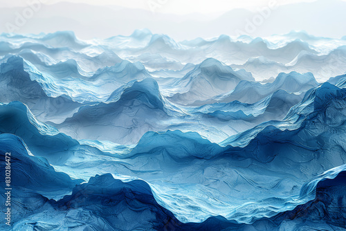 Pale blue watercolor waves blending into each other seamlessly. Concept of calm and fluidity. Generative Ai.