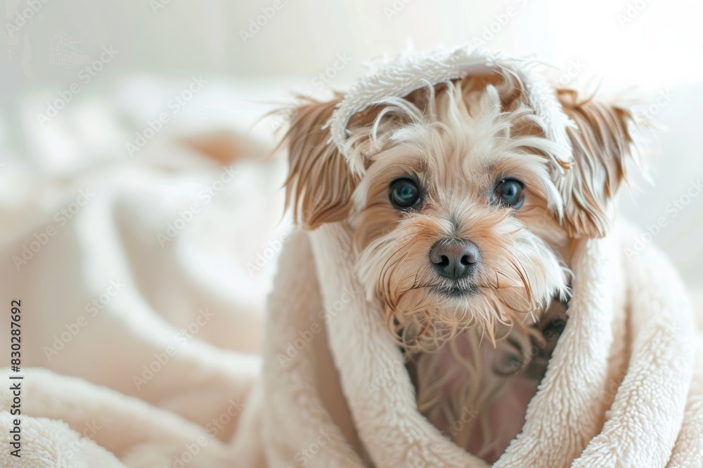 Pet relaxation: bath time and towel cuddle for cuteness Pet relaxation: bath time and towel cuddle for cuteness