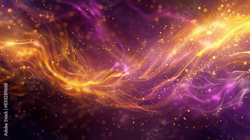 Dynamic wallpaper with bright yellow and deep purple mix swirling patterns starry lights backdrop