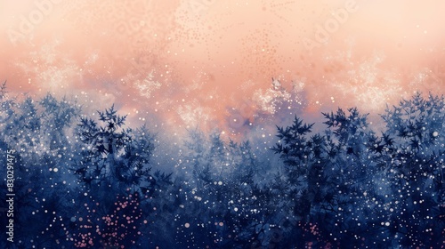 Indigo to soft coral gradient intricate lace patterns gentle stars sophisticated festive atmosphere backdrop photo