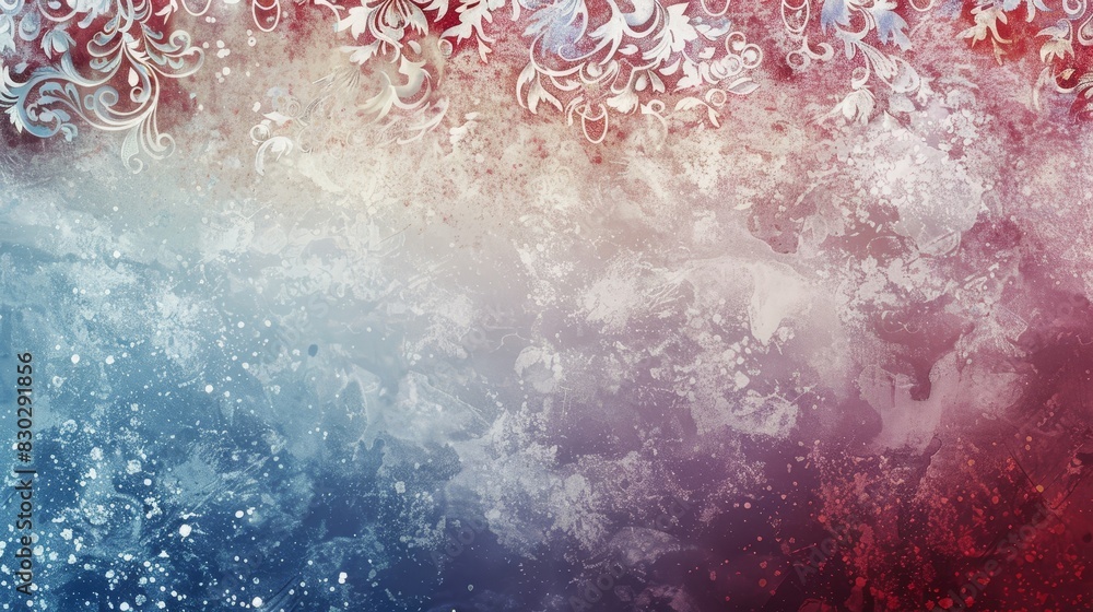Fototapeta premium Elegant abstract backdrop: rich maroon soft sky blue intricate patterns shimmering particles festive atmosphere backdrop
