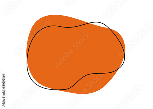 Abstract Shape element for graphic designs with papaya orange color, organic shape clipart with transparent background