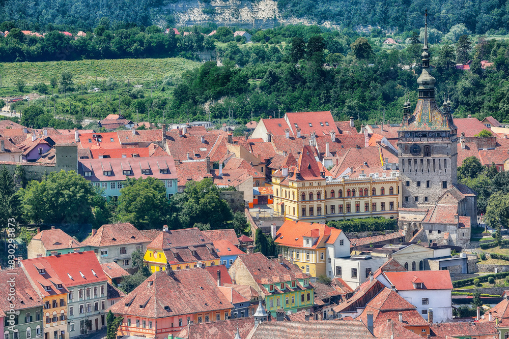 Obraz premium Amazing summer cityscape of medieval city Sighisoara.