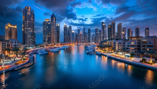 Wallpaper Mural City skyscrapers at night shine like a magnificent constellation against the dark evening sky Torontodigital.ca