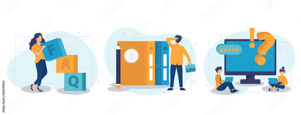Quick Help Images Frequency asked questions and helpdesk illustration set. Characters ...