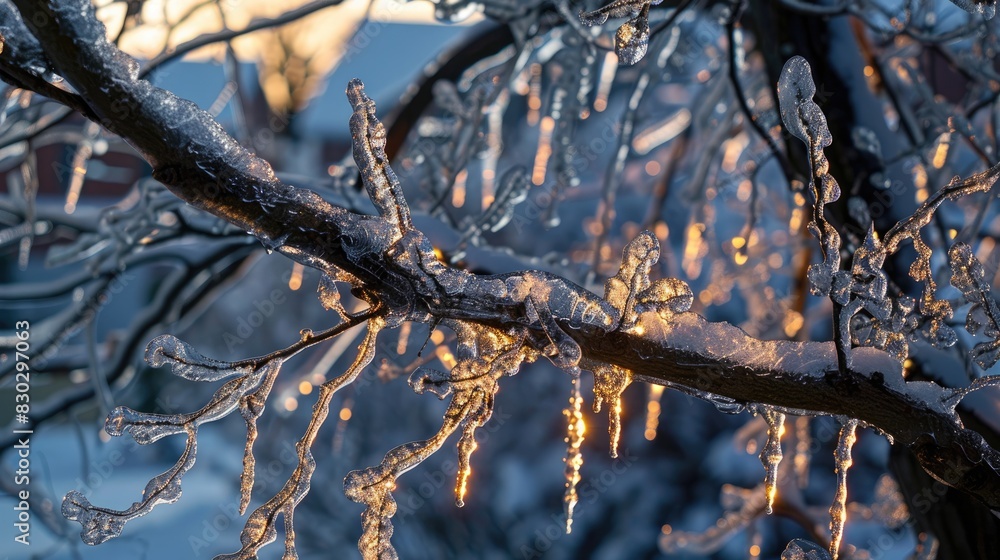 Tree Branches Freezing After Ice Storm Tree Branches Freezing After Ice Storm