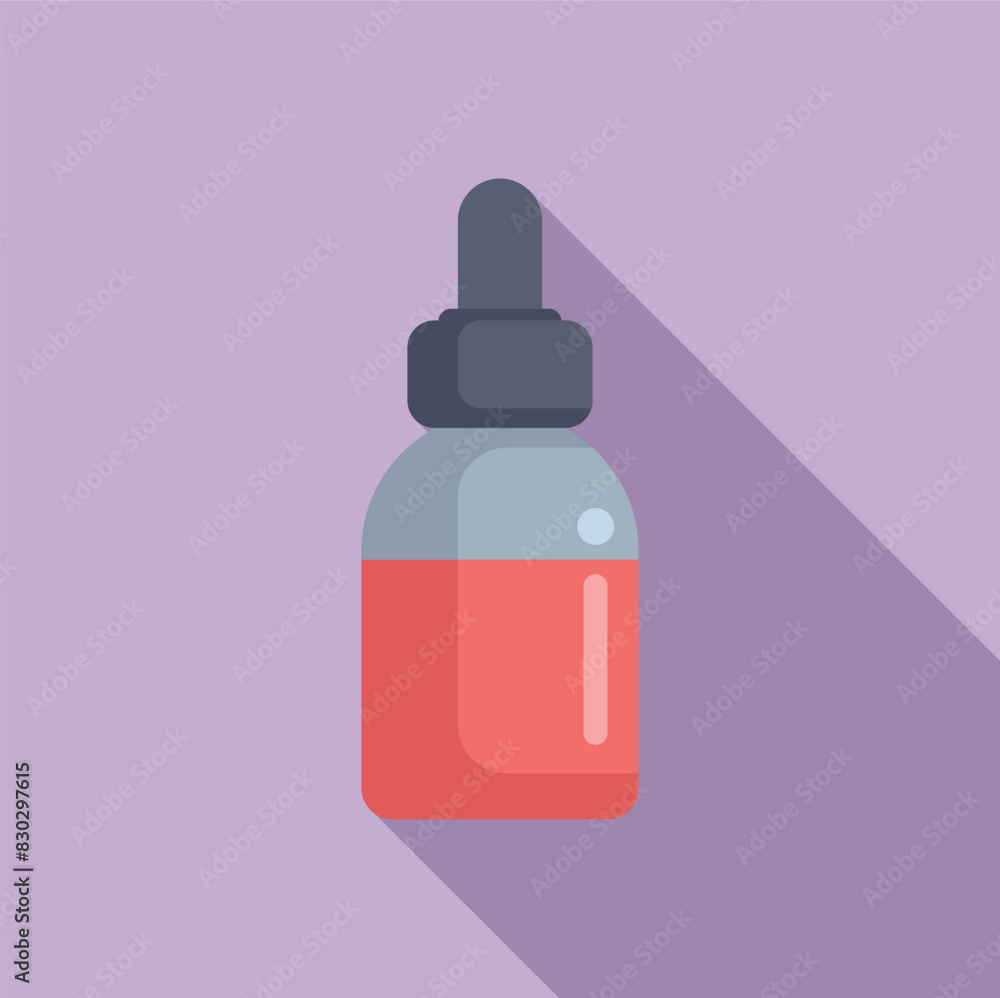 Flat design icon of a medicine dropper bottle with a shadow, on a purple background Flat design icon of a medicine dropper bottle with a shadow, on a purple background