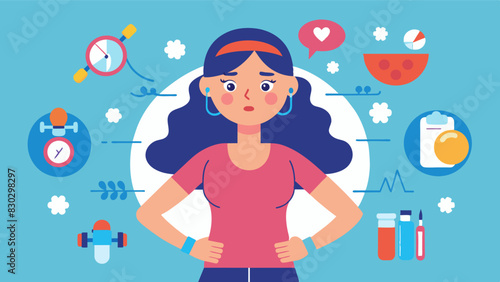 A woman with an irregular menstrual cycle a sign of hormonal imbalance caused by overtraining leading to health issues.. Vector illustration